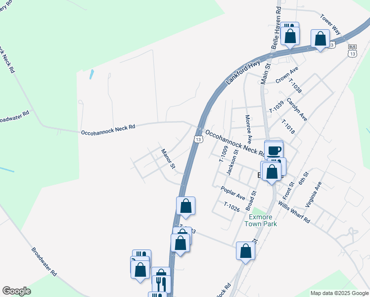 map of restaurants, bars, coffee shops, grocery stores, and more near 3220 Westmore Place in Exmore