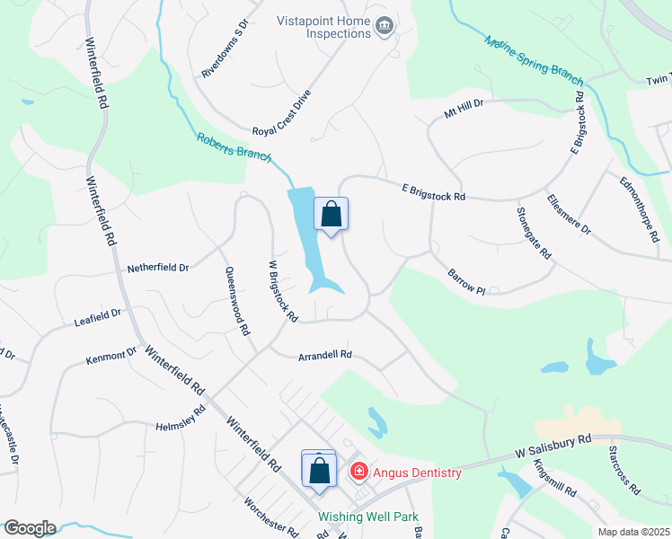 map of restaurants, bars, coffee shops, grocery stores, and more near 2740 East Brigstock Road in Midlothian