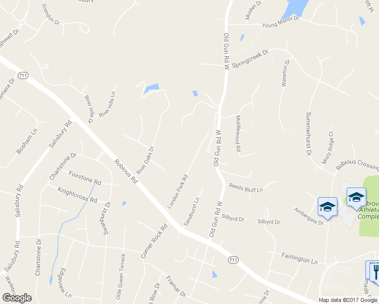 map of restaurants, bars, coffee shops, grocery stores, and more near 2812 London Park Road in Midlothian