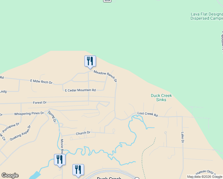 map of restaurants, bars, coffee shops, grocery stores, and more near 4295 Movie Ranch Road in Duck Creek Village