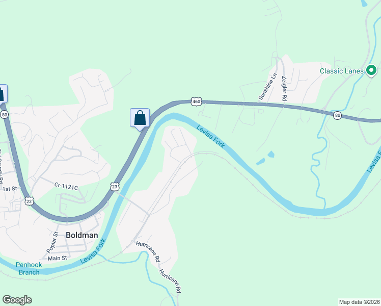 map of restaurants, bars, coffee shops, grocery stores, and more near 101-227 Porter Lane in Pikeville