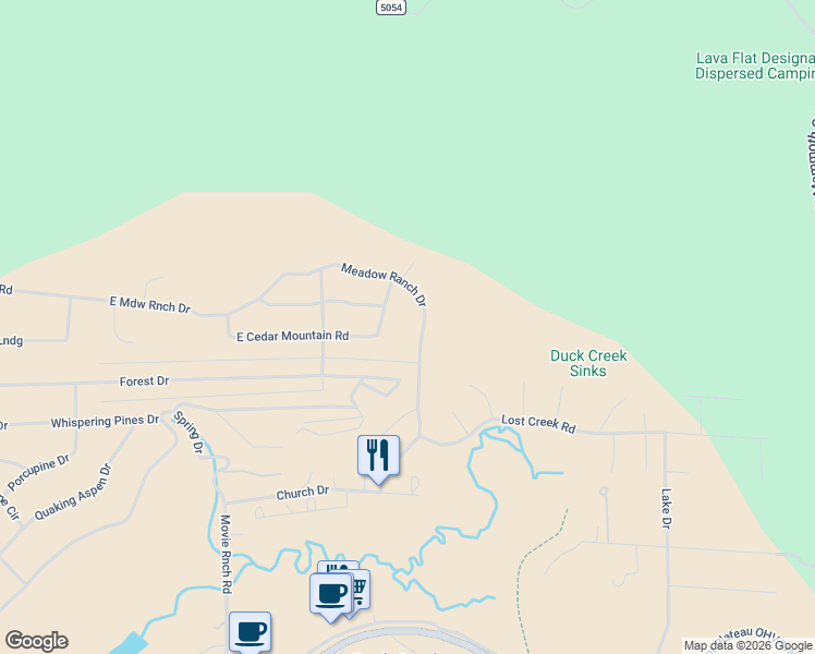 map of restaurants, bars, coffee shops, grocery stores, and more near 4295 Movie Ranch Road in Duck Creek Village