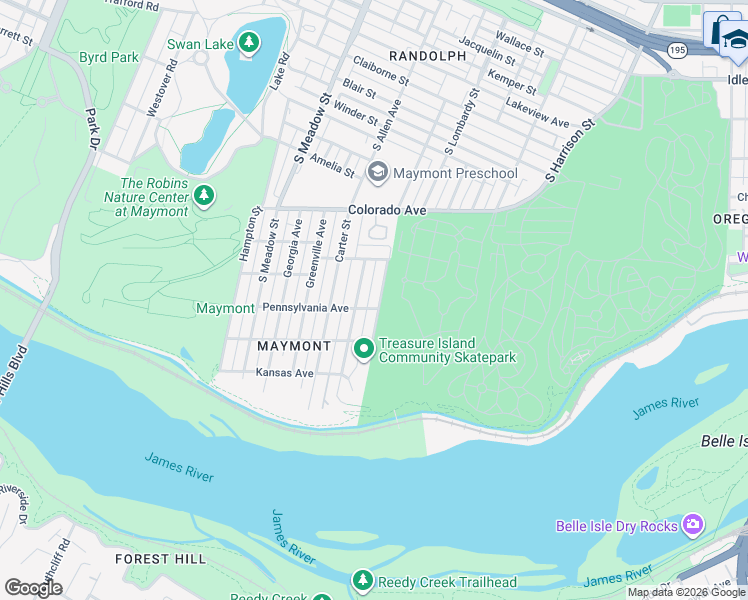 map of restaurants, bars, coffee shops, grocery stores, and more near 1514 Southampton Avenue in Richmond