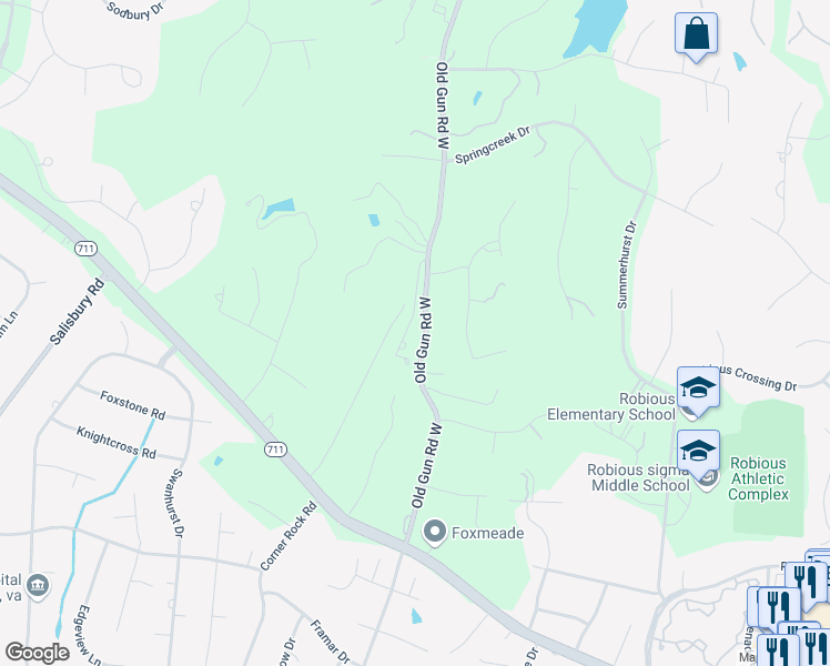 map of restaurants, bars, coffee shops, grocery stores, and more near 3000 Old Gun Road West in Midlothian