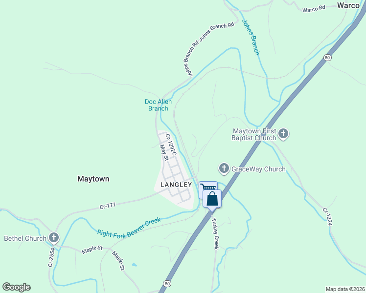 map of restaurants, bars, coffee shops, grocery stores, and more near Csx Road in Floyd County