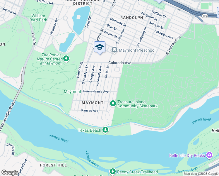 map of restaurants, bars, coffee shops, grocery stores, and more near 1516 Texas Avenue in Richmond