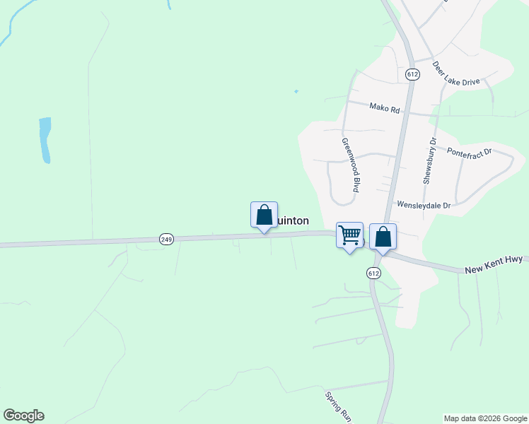 map of restaurants, bars, coffee shops, grocery stores, and more near 5320 New Kent Highway in Quinton