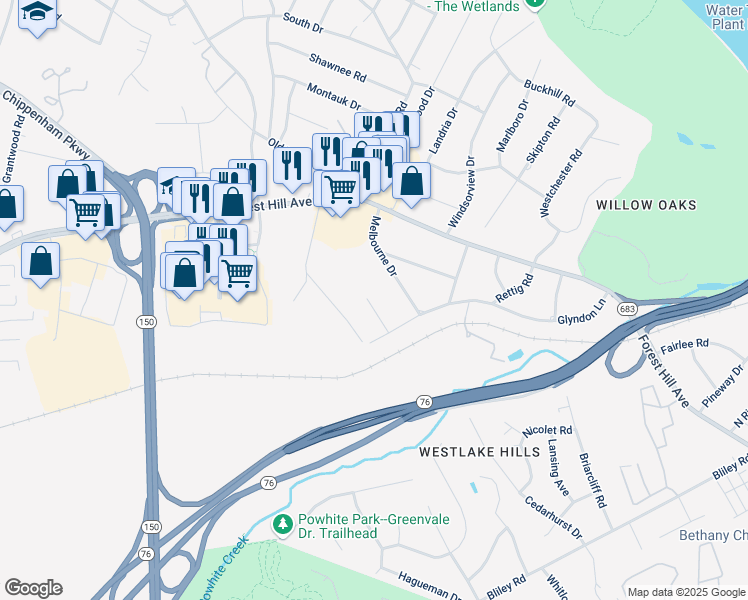 map of restaurants, bars, coffee shops, grocery stores, and more near 2639 Central Avenue in Richmond