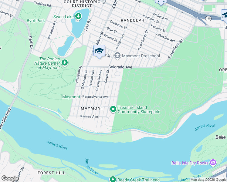 map of restaurants, bars, coffee shops, grocery stores, and more near 1514 Texas Avenue in Richmond