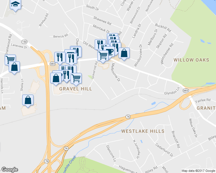 map of restaurants, bars, coffee shops, grocery stores, and more near 2640 Central Avenue in Richmond