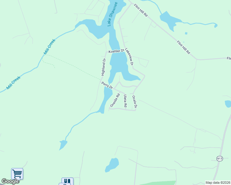 map of restaurants, bars, coffee shops, grocery stores, and more near 2011 Oneida Road in Powhatan