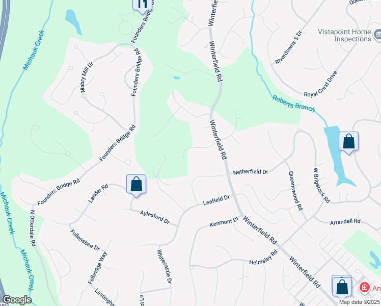 map of restaurants, bars, coffee shops, grocery stores, and more near 14309 Southwell Terrace in Midlothian