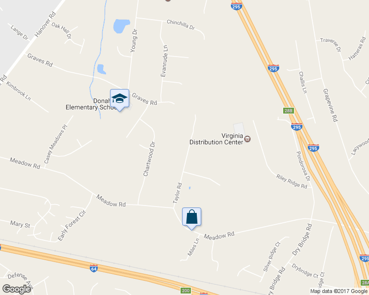 map of restaurants, bars, coffee shops, grocery stores, and more near 342 Taylor Road in Sandston