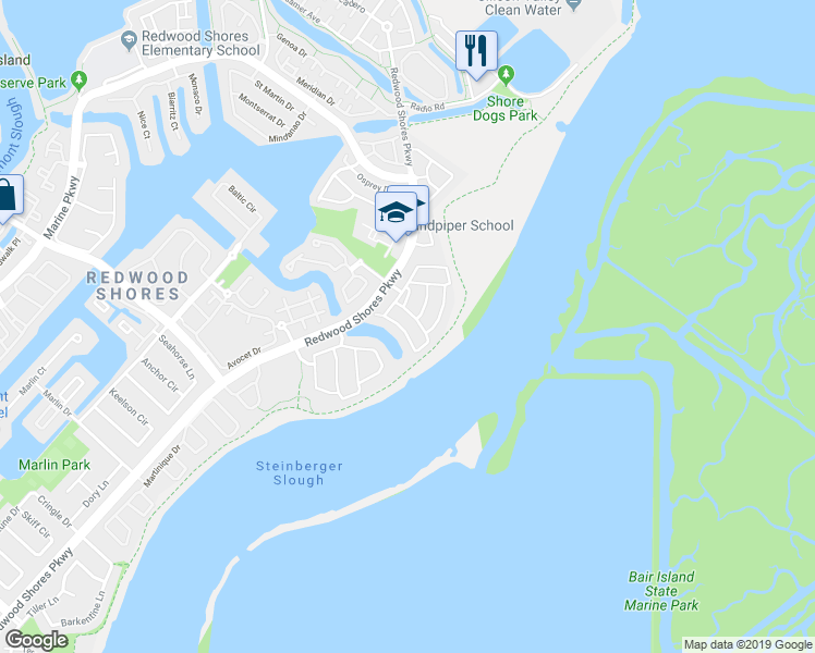 map of restaurants, bars, coffee shops, grocery stores, and more near 817 Bay Harbour Drive in Redwood City