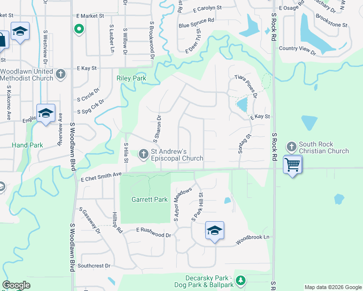 map of restaurants, bars, coffee shops, grocery stores, and more near 826 South Honeybrook Lane in Derby