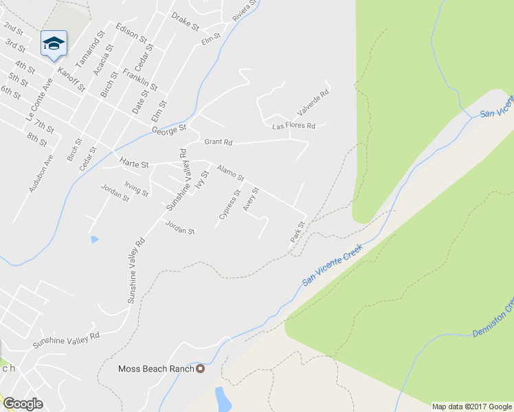 map of restaurants, bars, coffee shops, grocery stores, and more near 1311 Avery Street in Montara