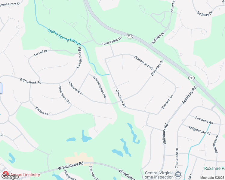map of restaurants, bars, coffee shops, grocery stores, and more near 13601 Glendower Road in Midlothian