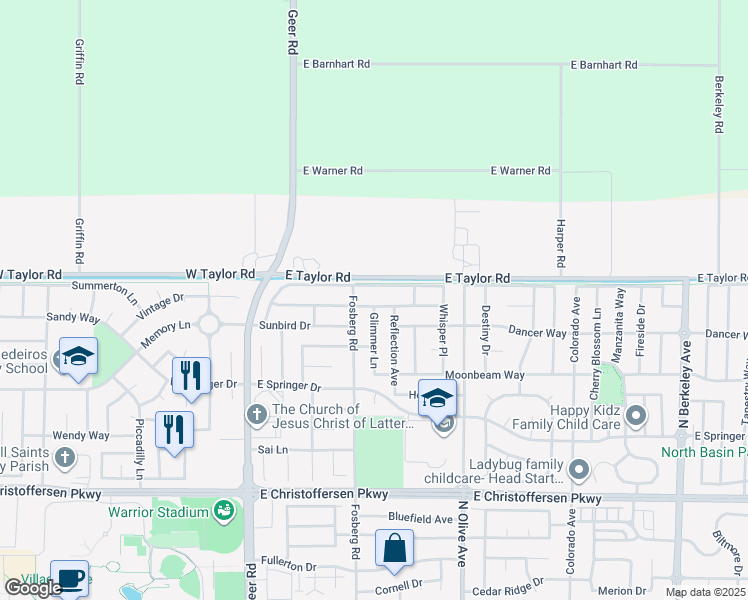 map of restaurants, bars, coffee shops, grocery stores, and more near 475 Sunnyhill Drive in Turlock