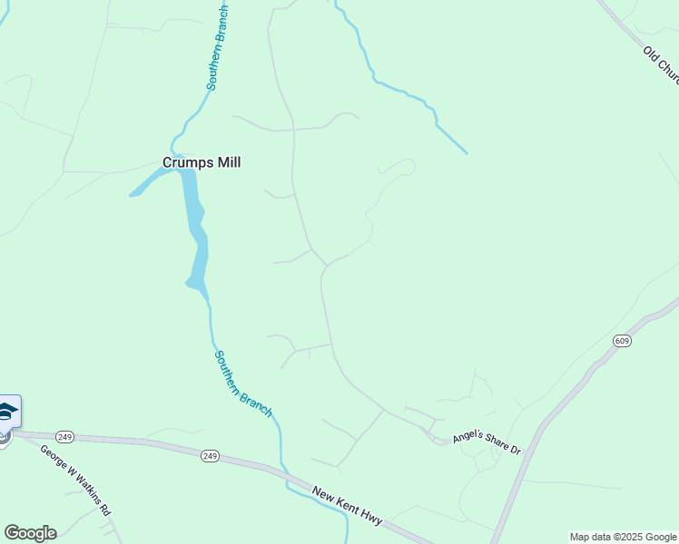 map of restaurants, bars, coffee shops, grocery stores, and more near 9463 Angel's Share Drive in New Kent
