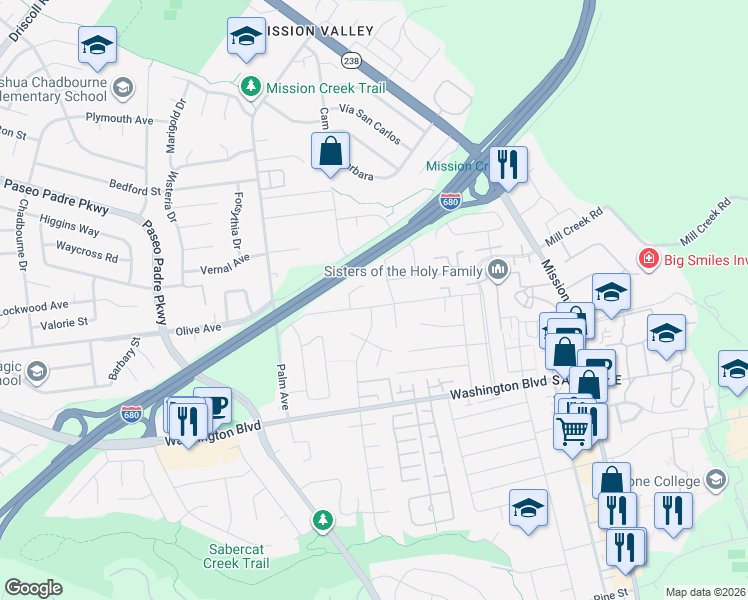 map of restaurants, bars, coffee shops, grocery stores, and more near 701 Olive Avenue in Fremont