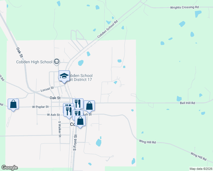 map of restaurants, bars, coffee shops, grocery stores, and more near 102 Bainbridge Street in Cobden