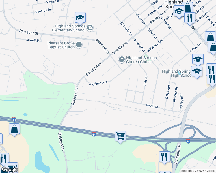 map of restaurants, bars, coffee shops, grocery stores, and more near 602 Summer Court in Henrico