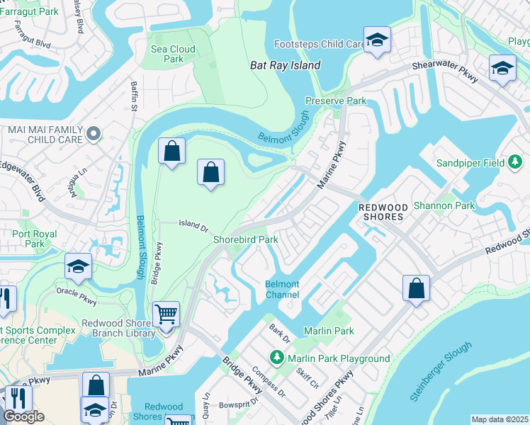 map of restaurants, bars, coffee shops, grocery stores, and more near in Redwood City