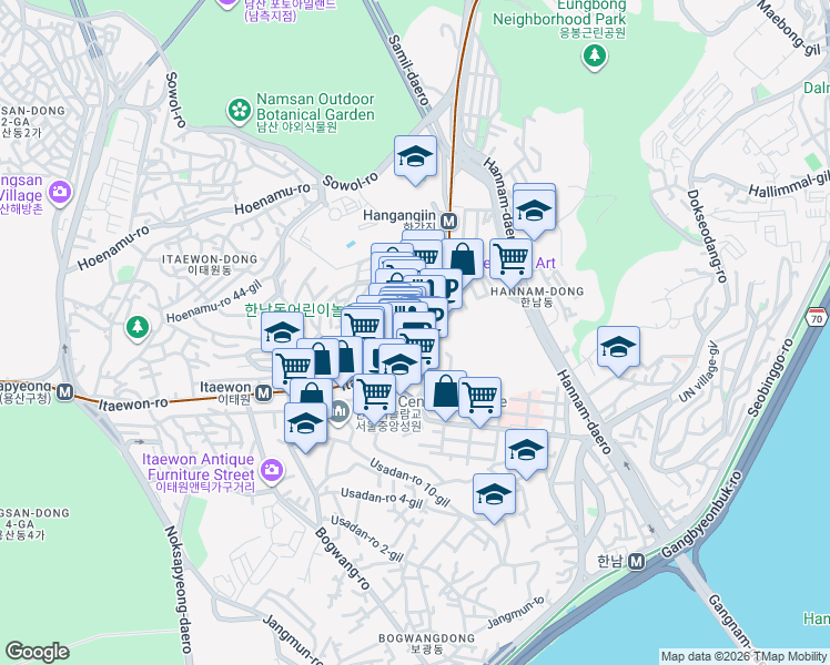 map of restaurants, bars, coffee shops, grocery stores, and more near in 