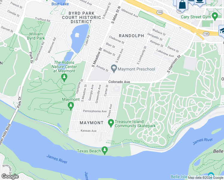 map of restaurants, bars, coffee shops, grocery stores, and more near 1709 Colorado Avenue in Richmond