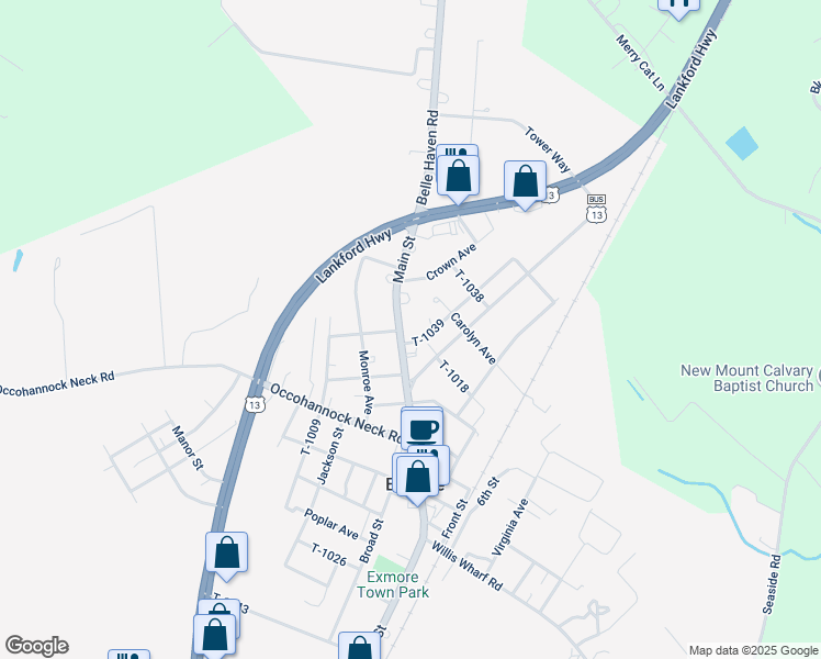 map of restaurants, bars, coffee shops, grocery stores, and more near 3097 Main Street in Exmore