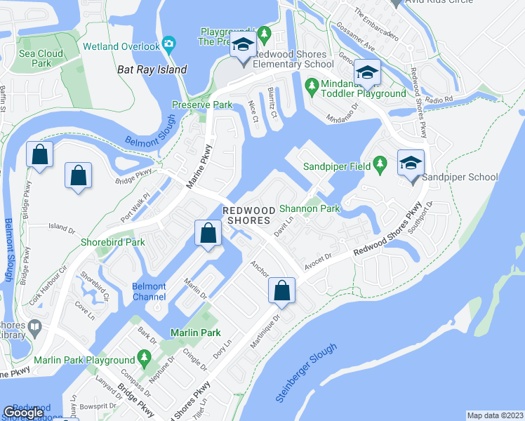 map of restaurants, bars, coffee shops, grocery stores, and more near 852 Lakeshore Drive in Redwood City