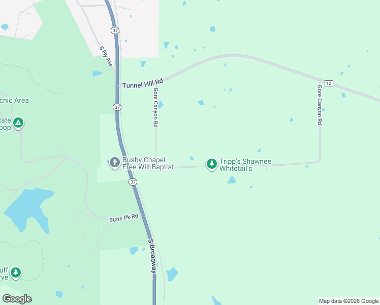 map of restaurants, bars, coffee shops, grocery stores, and more near 545 Gore Canyon Loop in Goreville