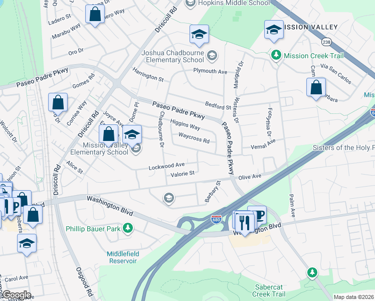 map of restaurants, bars, coffee shops, grocery stores, and more near 2093 Lockwood Avenue in Fremont