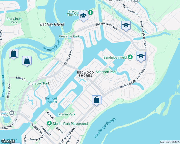 map of restaurants, bars, coffee shops, grocery stores, and more near 823 Lakeshore Drive in Redwood City