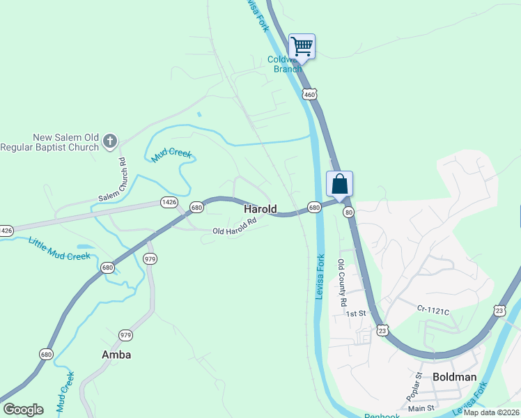 map of restaurants, bars, coffee shops, grocery stores, and more near in Harold