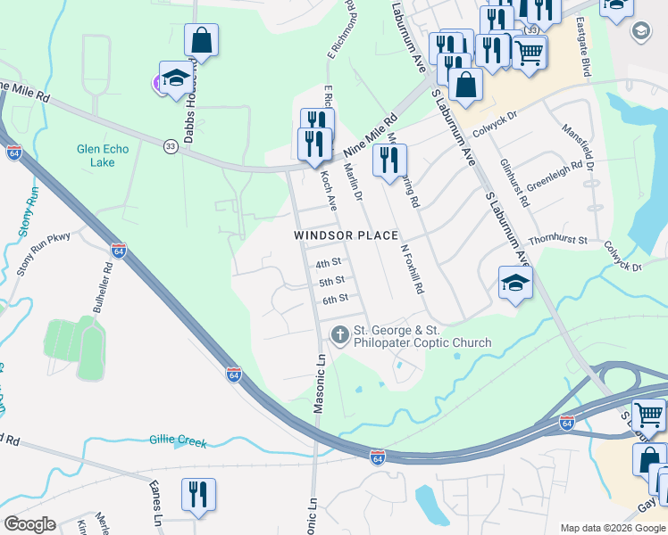 map of restaurants, bars, coffee shops, grocery stores, and more near 4314 4th Street in Richmond