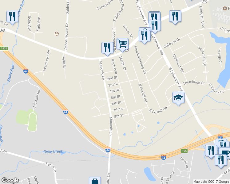 map of restaurants, bars, coffee shops, grocery stores, and more near 4313 4th Street in Richmond