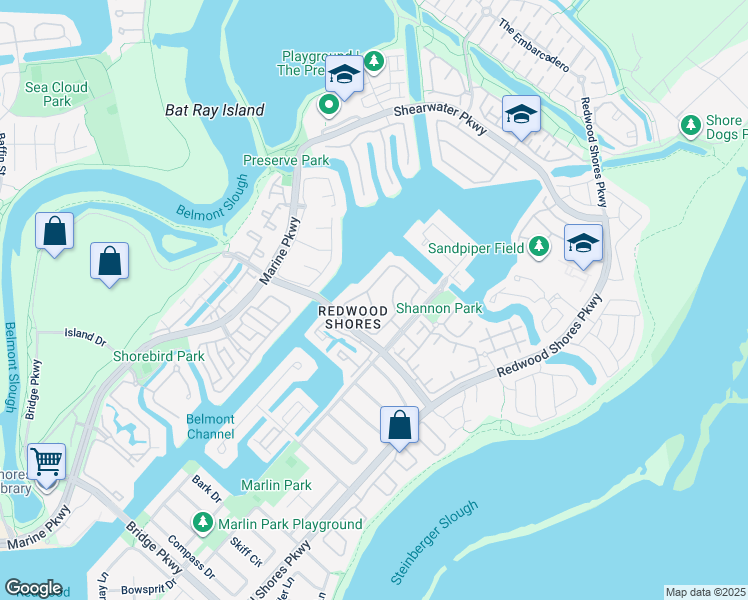 map of restaurants, bars, coffee shops, grocery stores, and more near 856 Lakeshore Drive in Redwood City