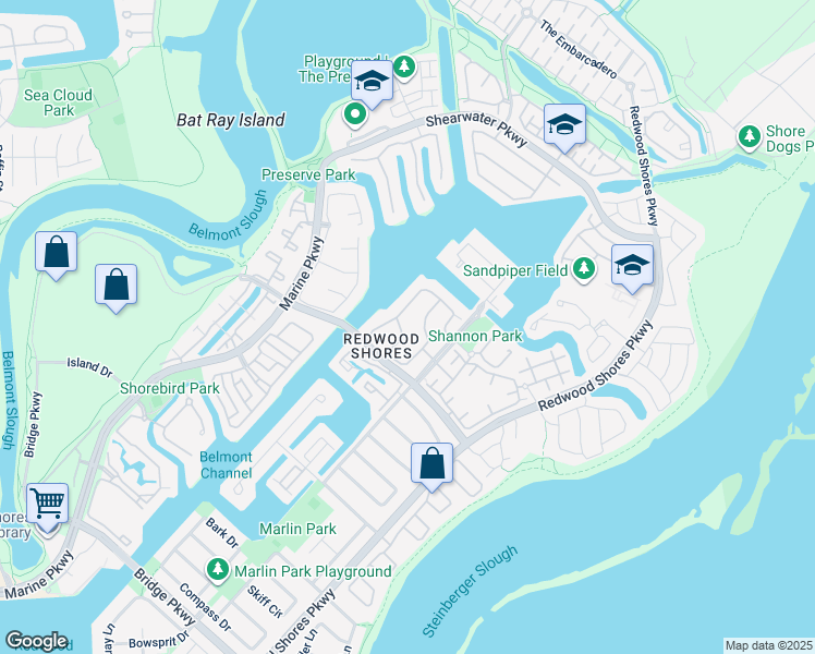 map of restaurants, bars, coffee shops, grocery stores, and more near 856 Lakeshore Drive in Redwood City