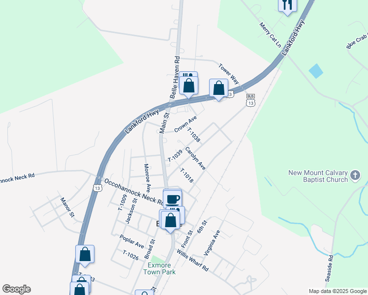 map of restaurants, bars, coffee shops, grocery stores, and more near 3070 Carolyn Avenue in Exmore