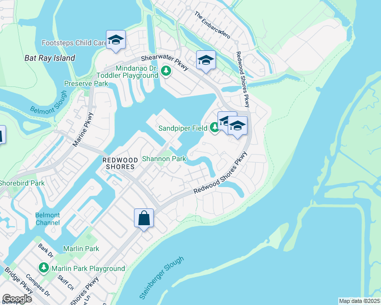 map of restaurants, bars, coffee shops, grocery stores, and more near 818 Constellation Court in Redwood City