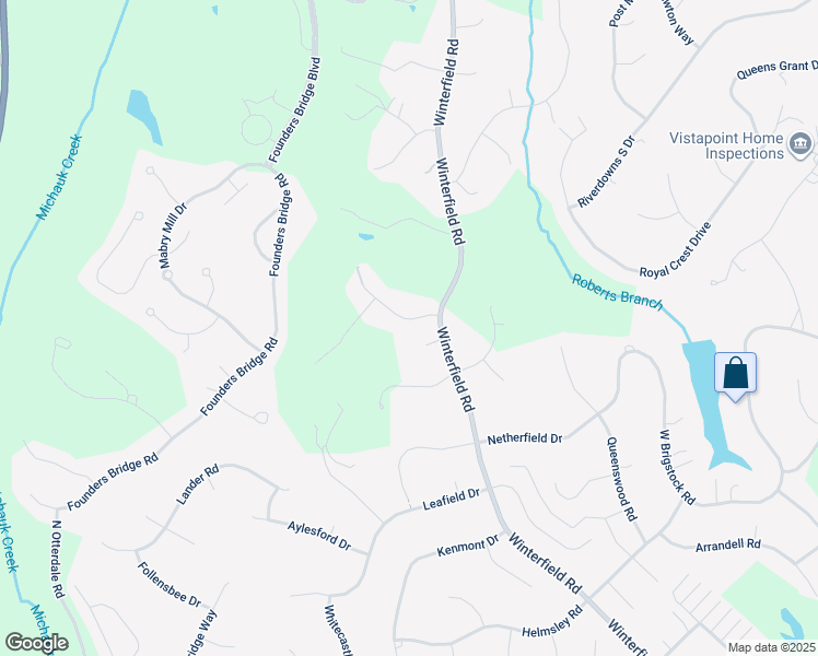 map of restaurants, bars, coffee shops, grocery stores, and more near 14301 Winter Ridge Lane in Midlothian
