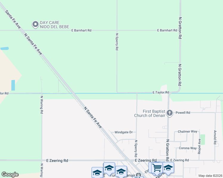 map of restaurants, bars, coffee shops, grocery stores, and more near 4807 North Sperry Road in Denair