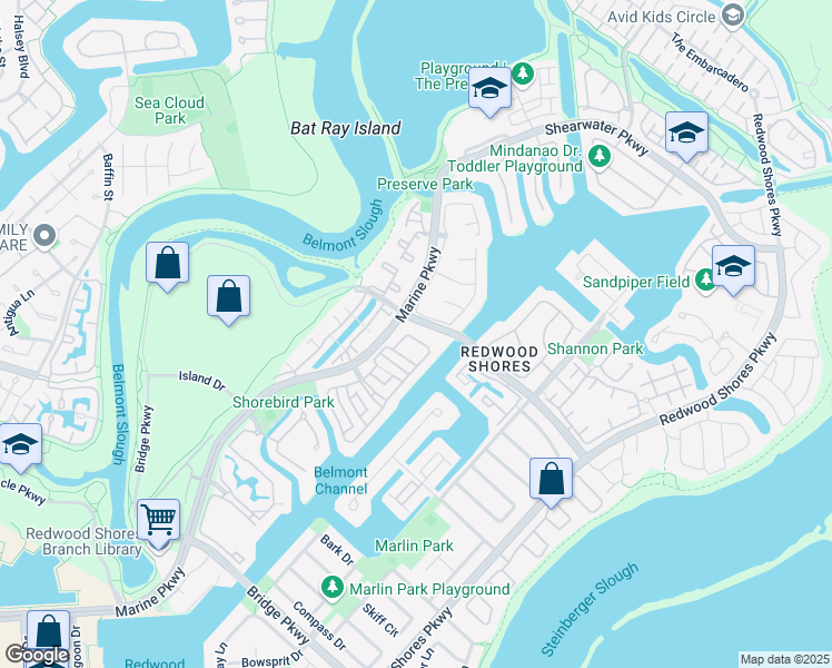 map of restaurants, bars, coffee shops, grocery stores, and more near 834 Newport Circle in Redwood City