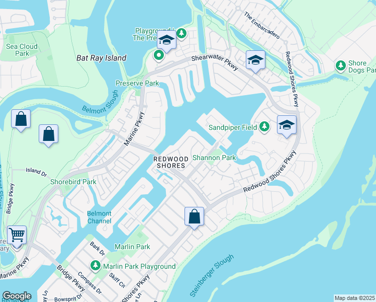 map of restaurants, bars, coffee shops, grocery stores, and more near 803 Lakeshore Drive in Redwood City