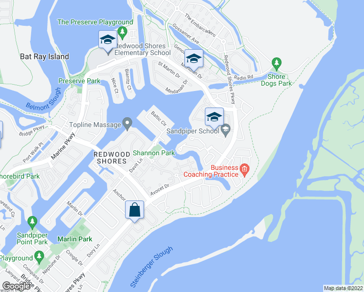 map of restaurants, bars, coffee shops, grocery stores, and more near 810 Constellation Court in Redwood City