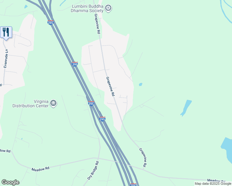 map of restaurants, bars, coffee shops, grocery stores, and more near 989 Grapevine Road in Sandston