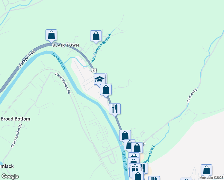 map of restaurants, bars, coffee shops, grocery stores, and more near Ratliff Rd in Pikeville