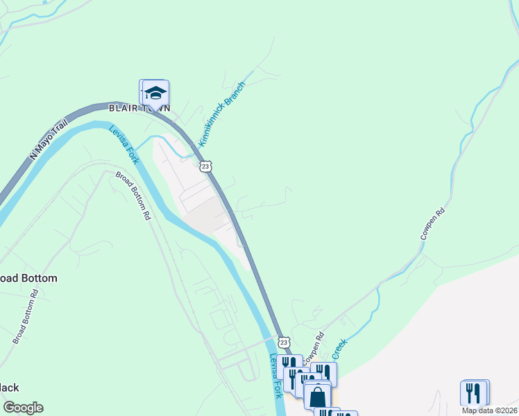 map of restaurants, bars, coffee shops, grocery stores, and more near 118 Ratliff Road in Pikeville