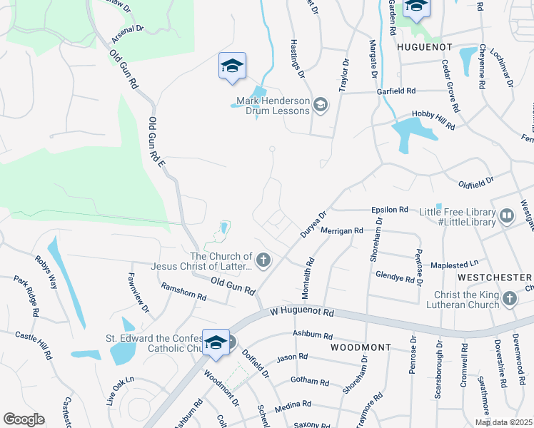 map of restaurants, bars, coffee shops, grocery stores, and more near 10530 Corley Home Place in Richmond
